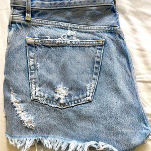 Agolde button up distressed, high waisted, jean shorts, size 28